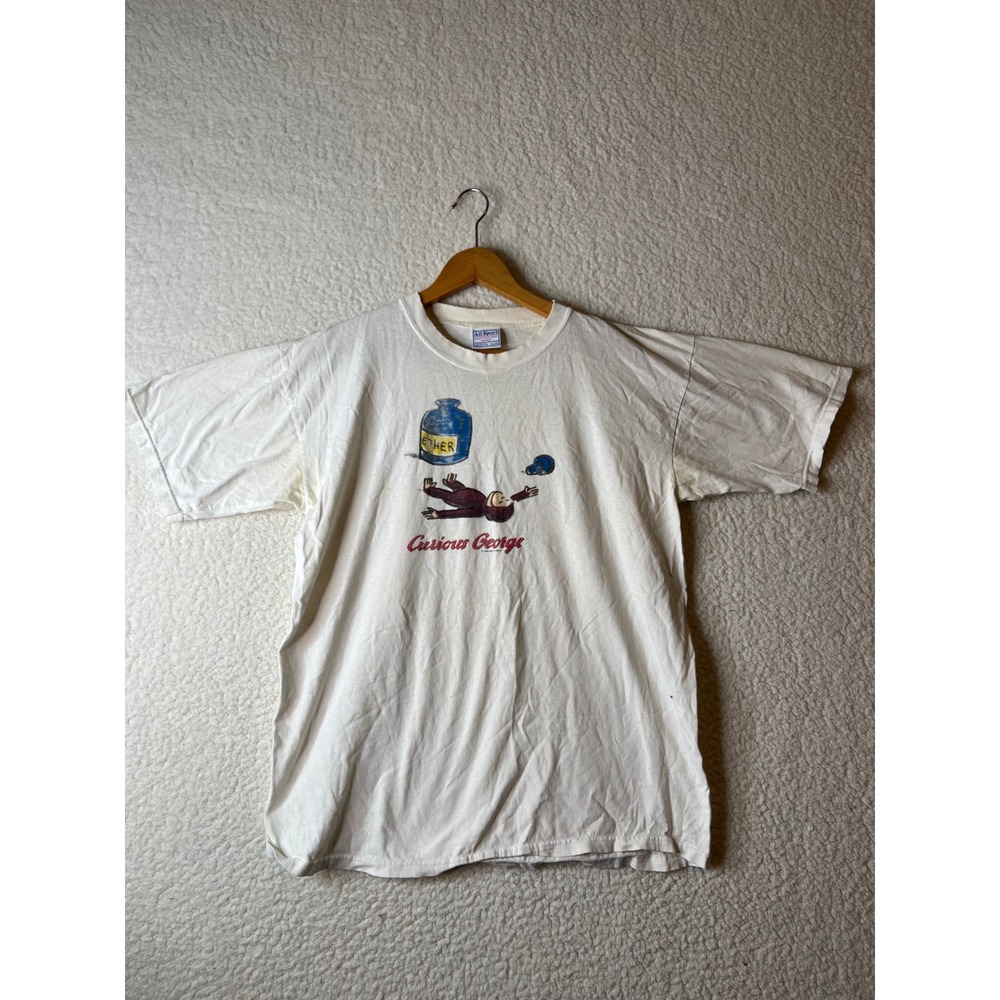 Vintage 1995 Curious George Ether T Shirt Mens XL All Sport Heavyweight White